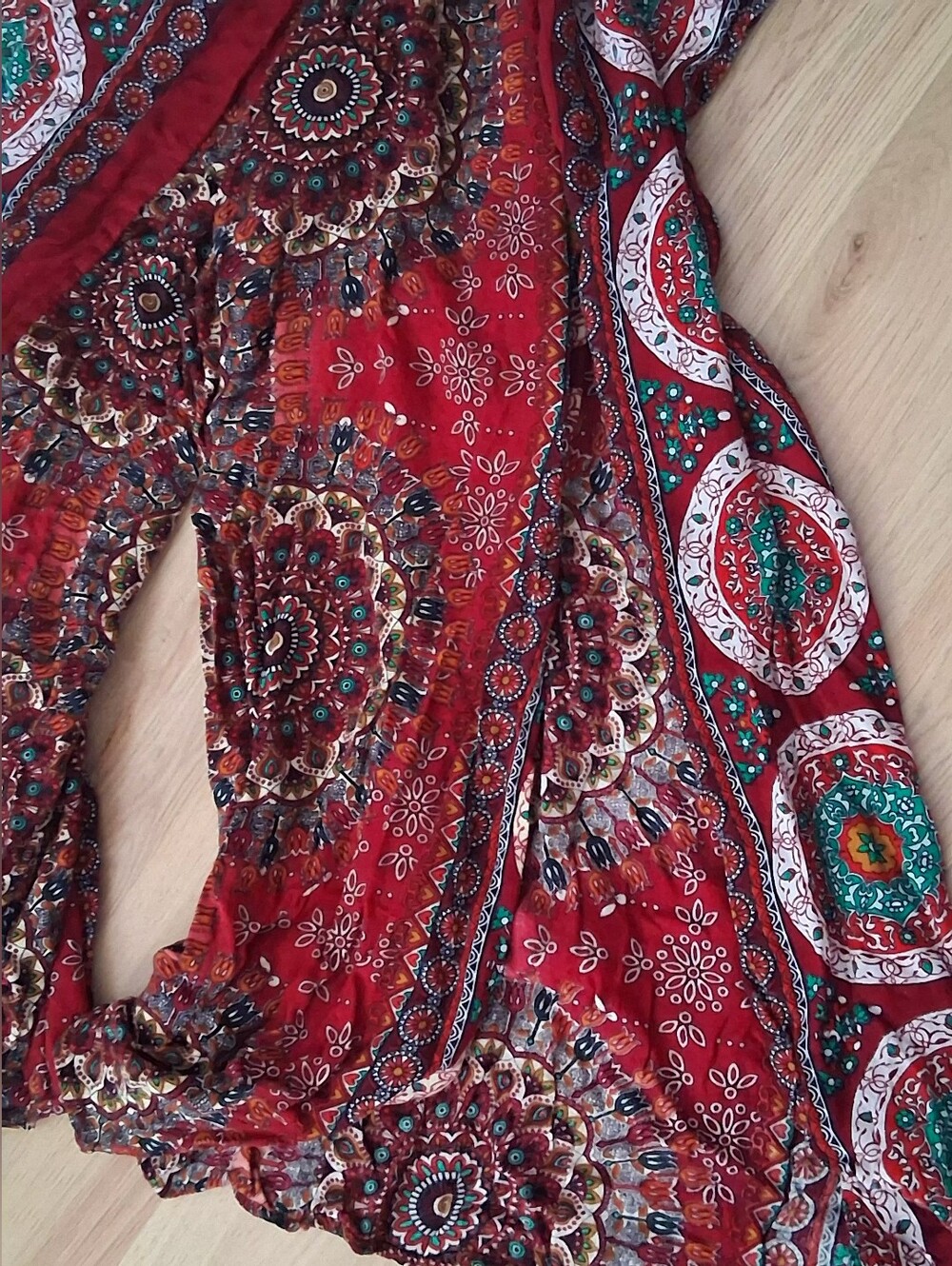 Trop Belle Pour Toi Montréal Boho Wide Leg Palazzo Pants Red Paisley S - Picture 5 of 10